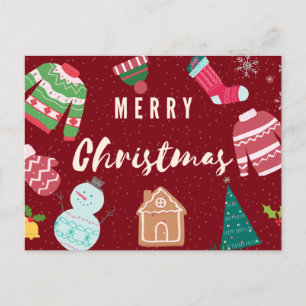 Carte Postale Joyeux Sweaters à nappes, Snowman, Arbre