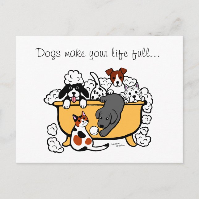 Carte Postale Joyeux temps de bain Black Labrador Cartoon (Devant)