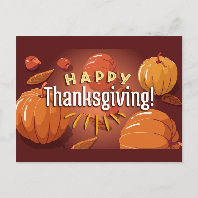 Carte Postale Joyeux Thanksgiving CITROUILLES (Devant)