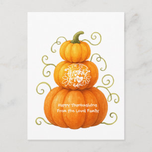 Carte Postale Joyeux Thanksgiving Citrouilles reconnaissantes