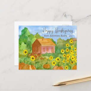 Carte Postale Joyeux Thanksgiving de Realtor House Sunflowers
