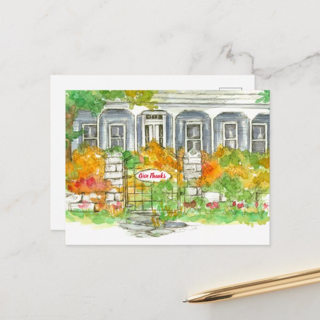 Carte Postale Joyeux Thanksgiving de Realtor Nouvelle Maison Aut (Devant/Arrière en situation)