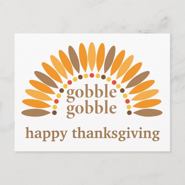 Carte Postale Joyeux Thanksgiving Jolies Plumes de Dinde Caquett (Devant)