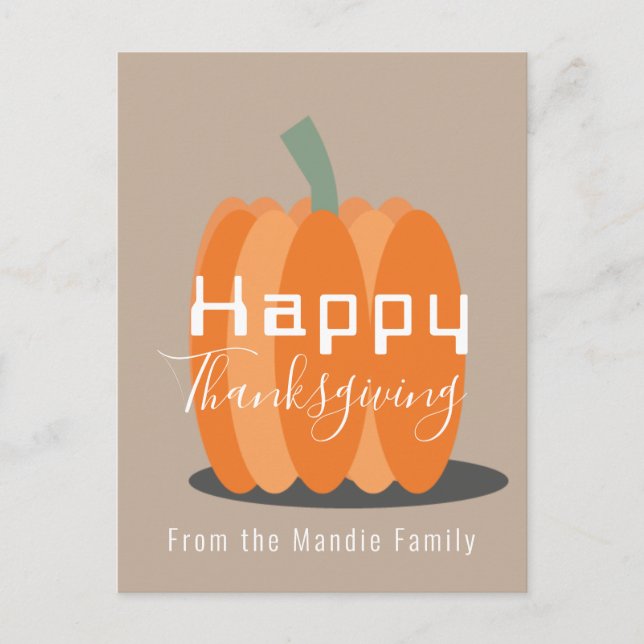 Carte Postale Joyeux Thanksgiving Jumbo Citrouille  (Devant)