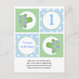 Carte Postale Joyeux toppers de Cupcake Tortues Vertes