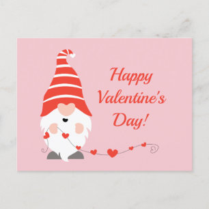 Carte Postale Joyeux Valentin Gnomes Rouge Rose