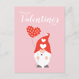 Carte Postale Joyeux Valentin Gnomes Rouge Rose