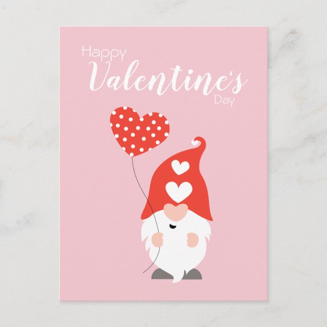 Carte Postale Joyeux Valentin Gnomes Rouge Rose (Devant)