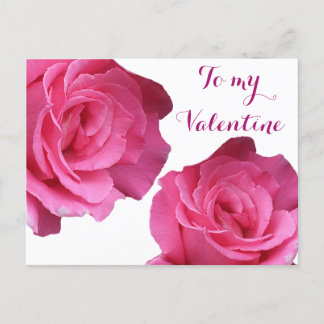 Carte Postale Joyeux Valentine amour jolie rose roses floral mig