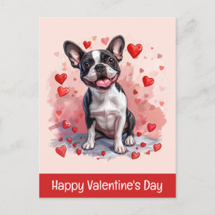 Carte Postale Joyeux Valentines Day Boston Terrier Dog