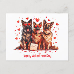 Carte Postale Joyeux Valentines Day Chiens bergers allemands
