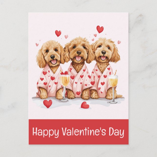 Carte Postale Joyeux Valentines Day Goldendoodle Dogs (Devant)