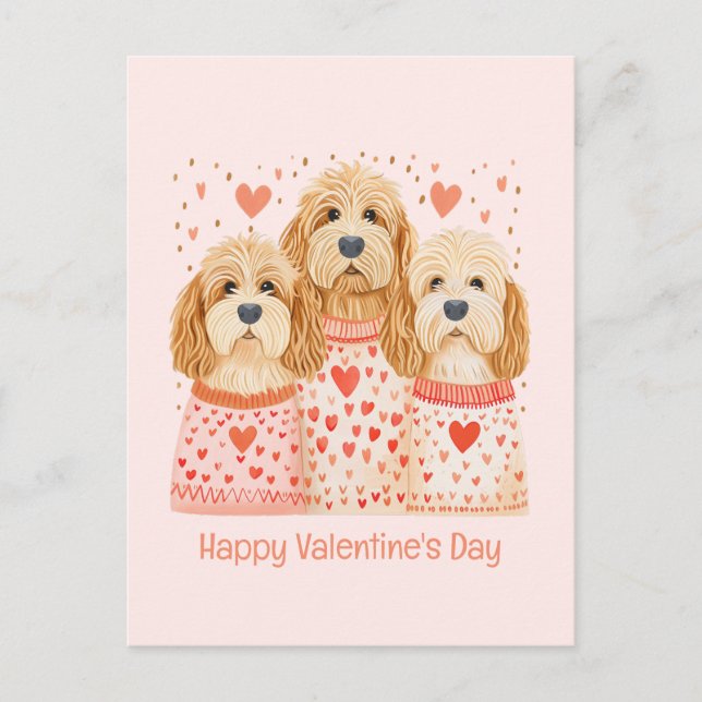 Carte Postale Joyeux Valentines Day Goldendoodle Dogs (Devant)