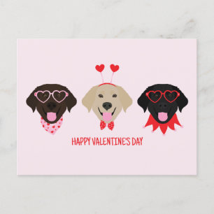 Carte Postale Joyeux Valentines Day Labrador Retriever Dogs