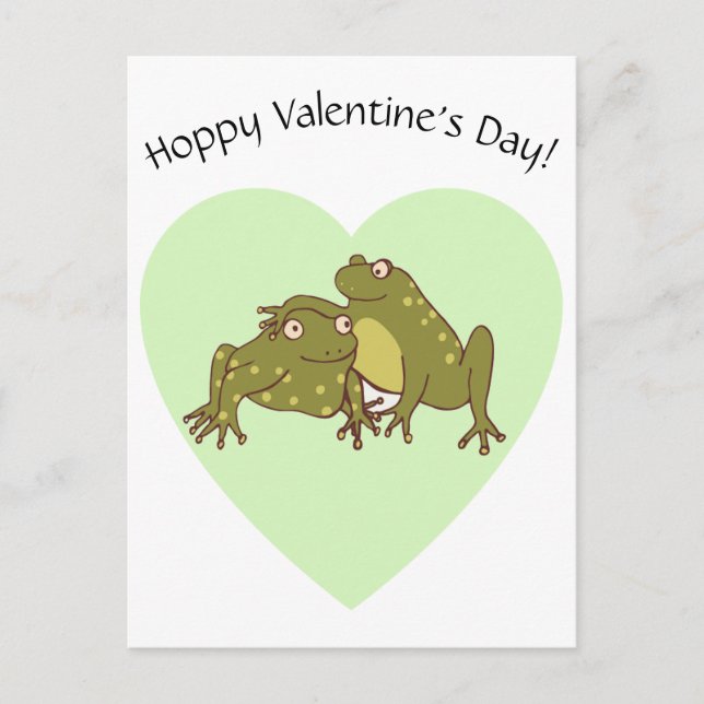 Carte Postale Joyeux Valentines Jour Funny Grenouilles Hoppy en  (Devant)