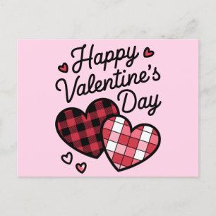 Carte Postale Joyeux Valentines Jour léopard Plaid Coeur d'amour
