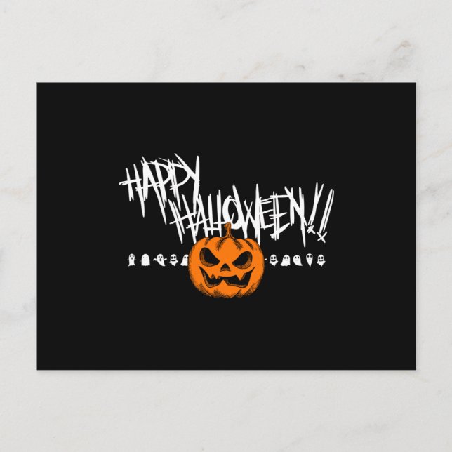 Carte Postale Joyeux visage de Citrouille d'Halloween (Devant)
