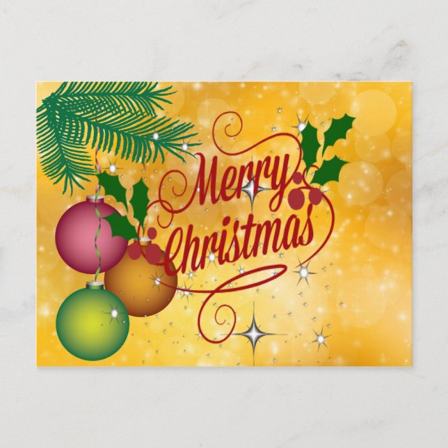 Carte Postale Joyeux voeux de Noël sur le motif d'or étoilé (Devant)