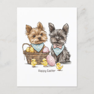 Carte Postale Joyeux Yorkshire Terrier Chiens de Pâques
