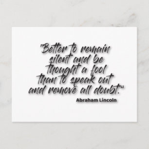 Carte Postale JSR 1. "Mieux vaut rester silencieux et être pensé