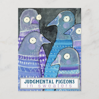 Carte Postale Jugements Pigeons en Sueurs Oiseaux Whimsical Art