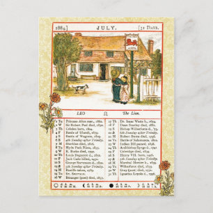 Carte Postale Juillet 1884 Almanac.  Leo, Le Lion