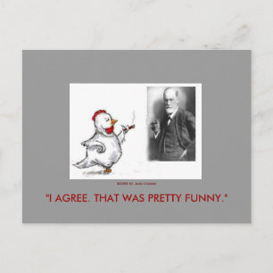 Carte Postale Julia Chicken et Sigmund Freud face off