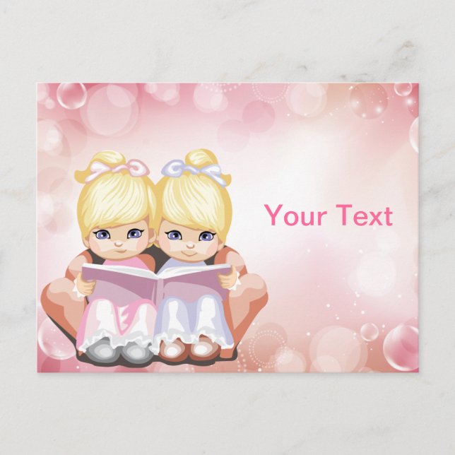 Carte postale jumelle blonde de filles (Devant)
