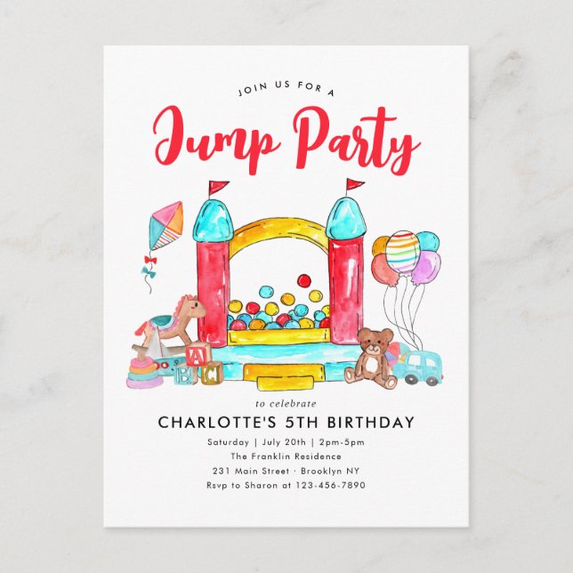 Carte Postale Jump Party Bounce House Trampoline Park Anniversai (Devant)
