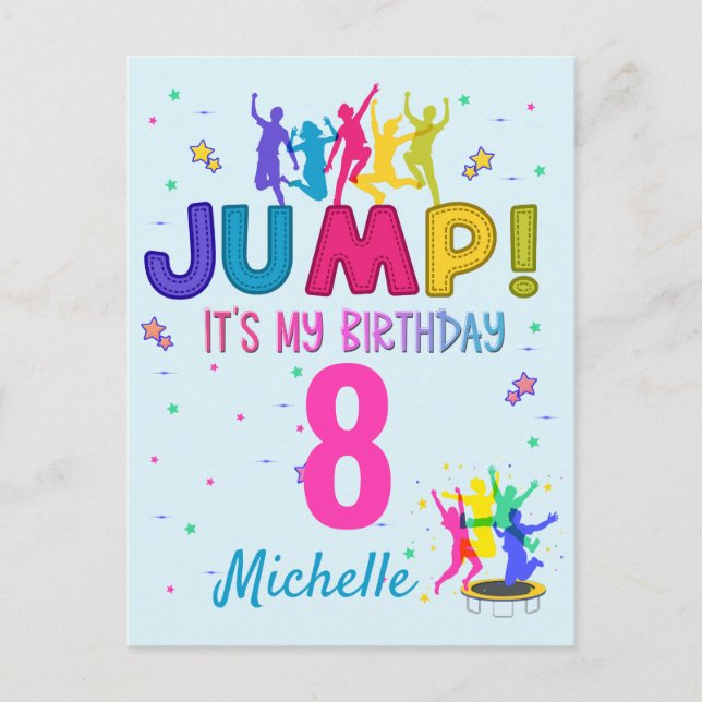 Carte Postale Jump Party C'est mon anniversaire Trampoline Bounc (Devant)