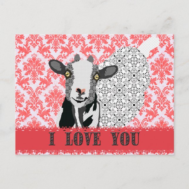 Carte postale Junebug Love Damask (Devant)