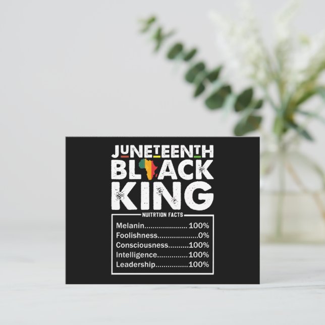 Carte Postale Junetten Black King Faits nutritionnels Melanin (Debout devant)