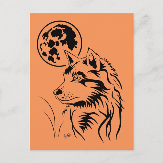 Carte Postale junger träumender Wolf Postkarte (Devant)