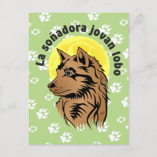 Carte Postale junger träumender Wolf Postkarte