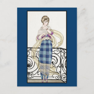 Carte Postale Jupe à carreaux bleus