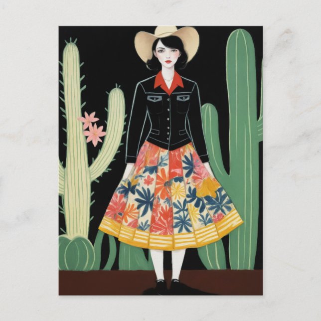 Carte Postale Jupe florale et cactus (Devant)
