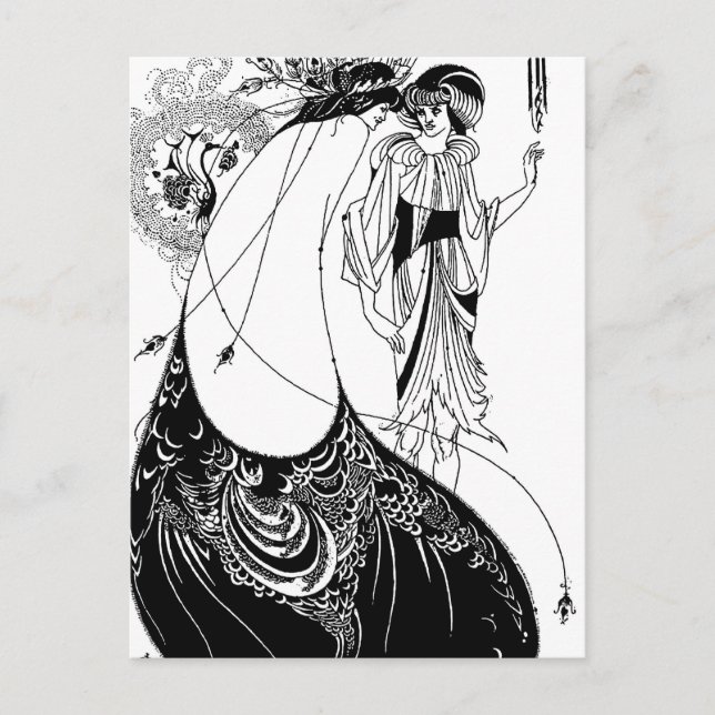 Carte Postale Jupe Peacock Beardsley Art Nouveau (Devant)