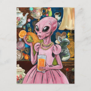 Carte Postale Jus d'orange Alien dans la ville