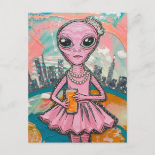 Carte Postale Jus d'orange extraterrestre en ville