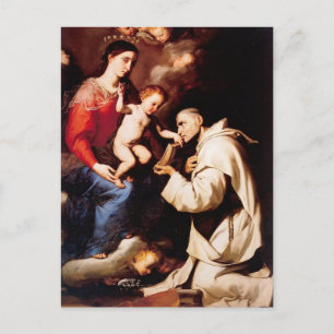 Carte Postale Jusepe Ribera-Madonna avec Christ Child & St Bruno