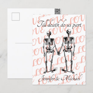 Carte Postale Jusqu'à la mort nous séparons Skeleton Couple Mono