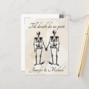 Carte Postale Jusqu'à la mort nous séparons Skeleton Couple Mono