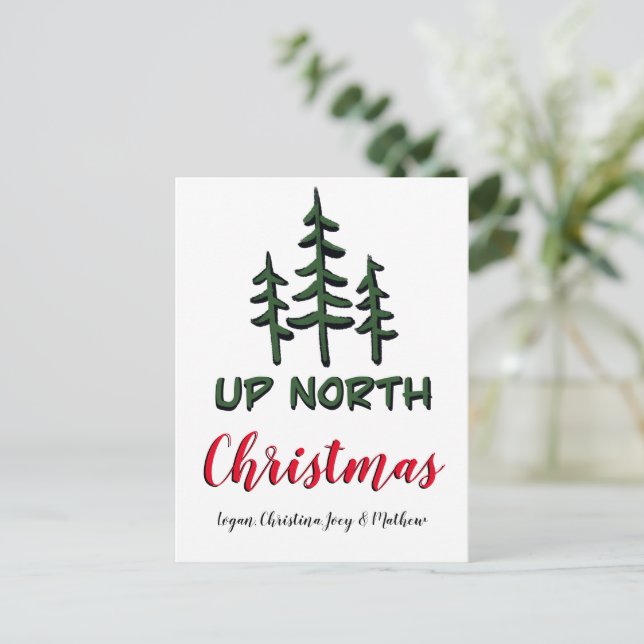 Carte Postale Jusqu'à Noël du Nord, verdure rustique (Debout devant)