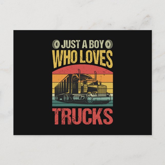 Carte Postale Just a Boy Who Loves Trucks (Devant)