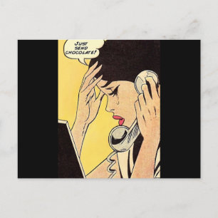 Carte Postale Juste envoyer du chocolat Bande dessinée vintage