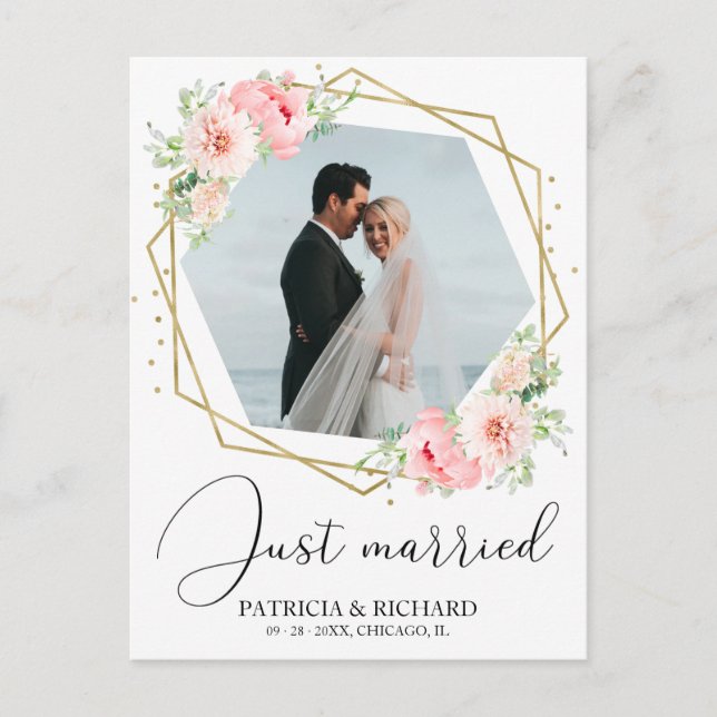 Carte Postale Juste Marié Élégant Floral Eloped Faire-part (Devant)