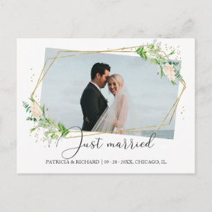 Carte Postale Juste Marié Élégant Verdure Eloped Faire-part