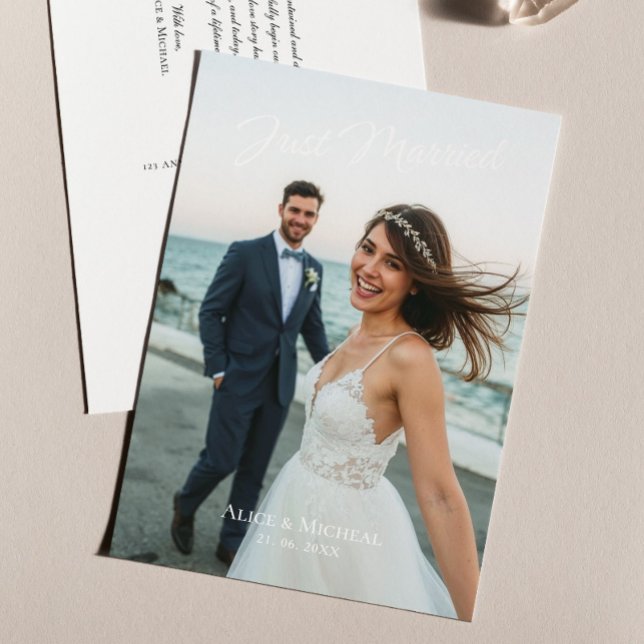 Carte Postale Juste marié Mariage moderne photo Faire-part (Créateur téléchargé)