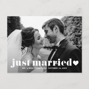Carte Postale Juste Marié Retro Bold Typographie superposition p