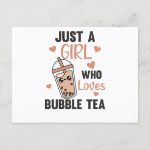 Carte Postale Juste Une Fille Le Thé De Bulle Aime Boba Kawaii